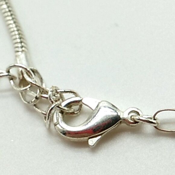 Mother of Pearl Encased in Openwork Scrolled Rectangular Pendant Necklace 18-21" - Picture 8 of 10